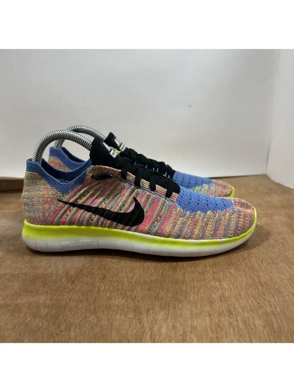 Nike Free RN Flyknit Blue Pink Womens Size 7.5 831070-102 Running Shoes